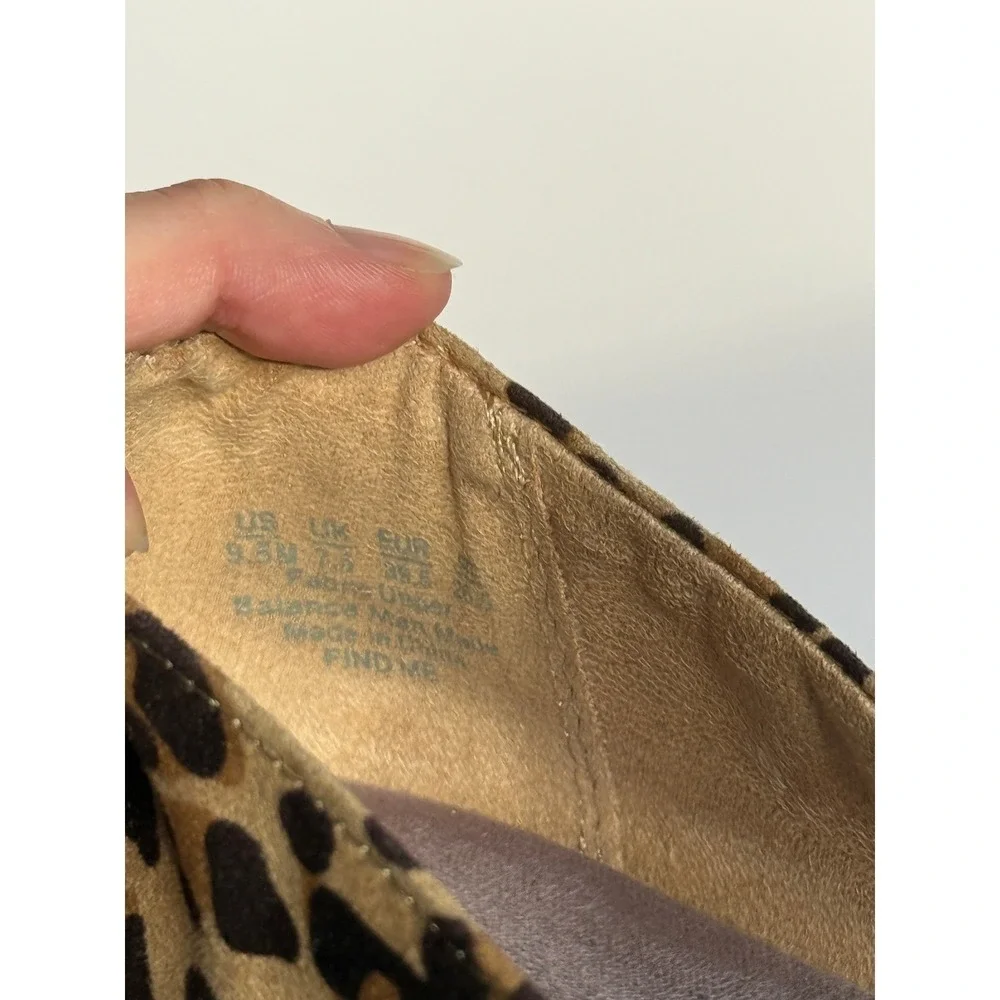 Dr Scholls Espadrille Flats Women 9.5 Leopard Print Be Energized Tan Fabric Boho